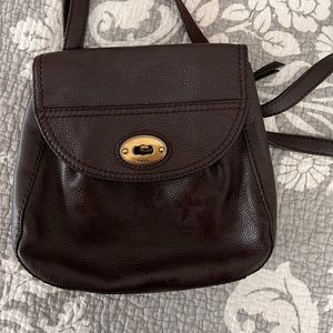 Fossil bag. Chocolate brown color. Longer shoulder strap.